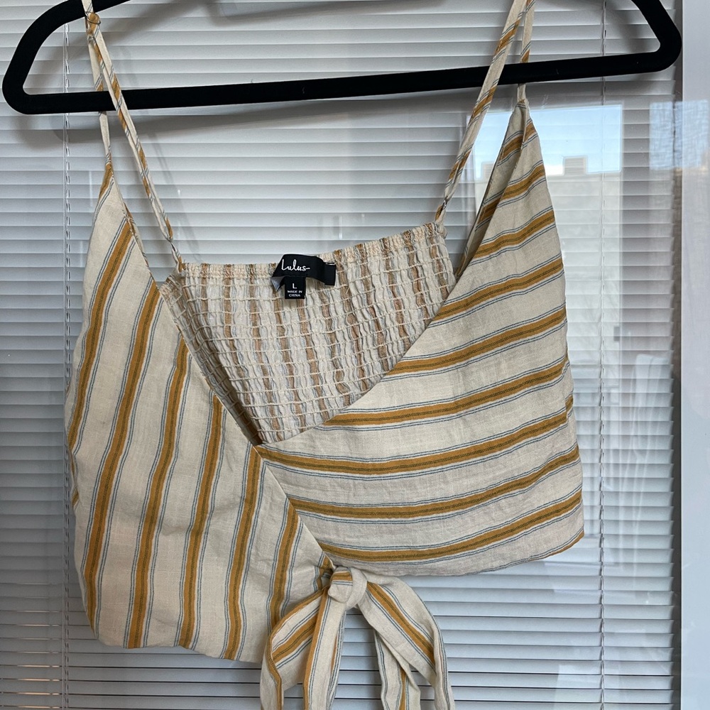 Lulus Striped Wrap Crop Top